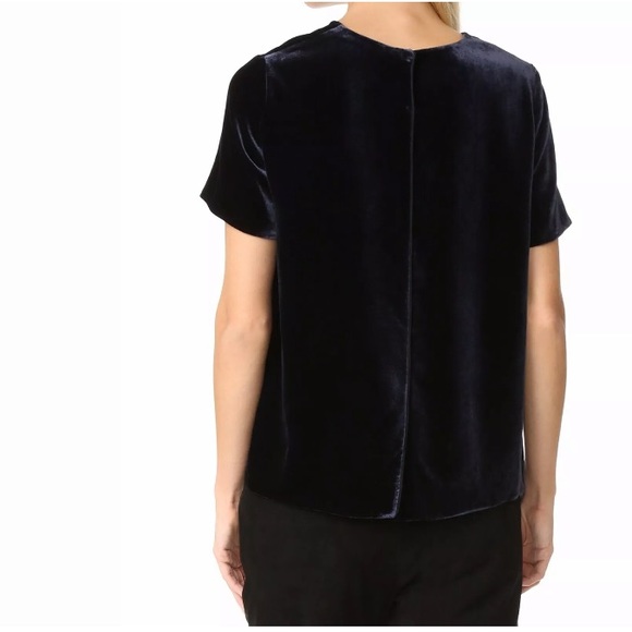 $275 Vince Velvet Navy Blue Boxy Short Sleeve Top - Picture 3 of 3
